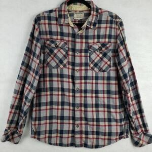 Burton Men's‎ M Button Down Plaid Flannel Shacket Blue Red Classic Fall Duraable
